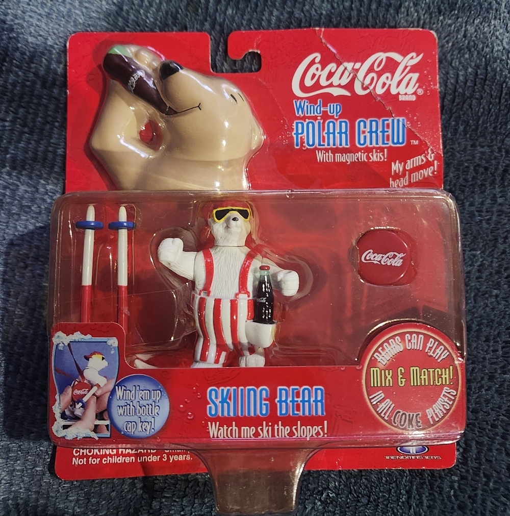 Coca-Cola Polar Crew Skiing Bear with Red Stripes